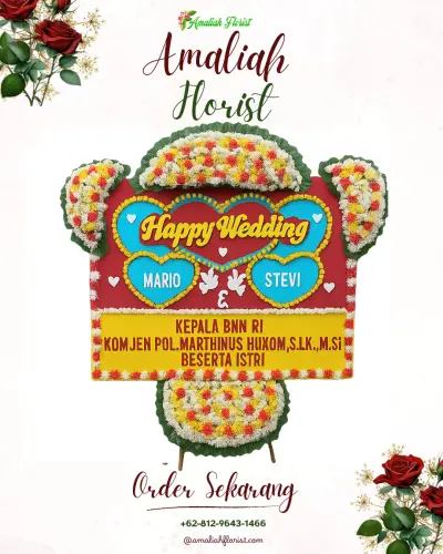Karangan Papan Bunga Pernikahan di Binyan